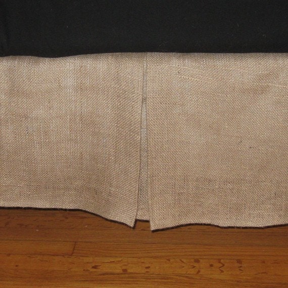 Queen Size Burlap Bed Skirt With Kick Pleat On Each Side 14 Etsy