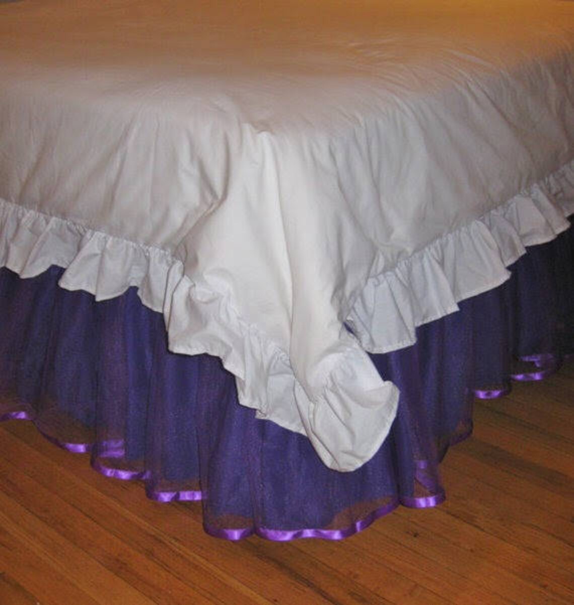 Queen Tulle Bed Skirt With Satin Ribbon Chose Your Color and Etsy