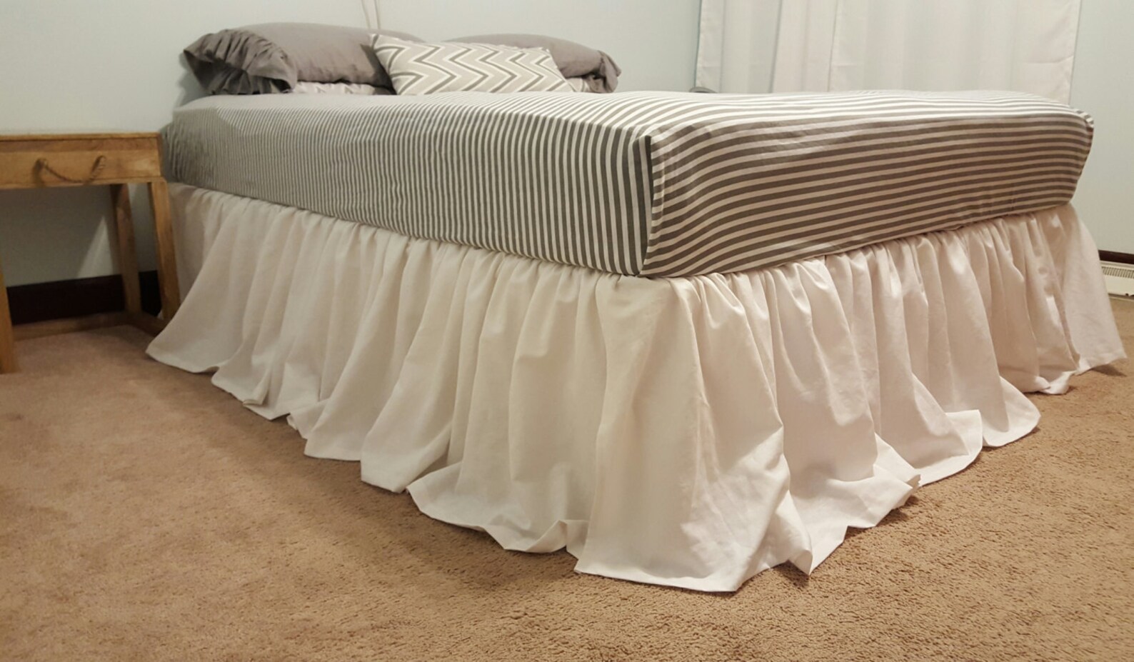 King Size Linen Bed Skirt With Ruffles Etsy