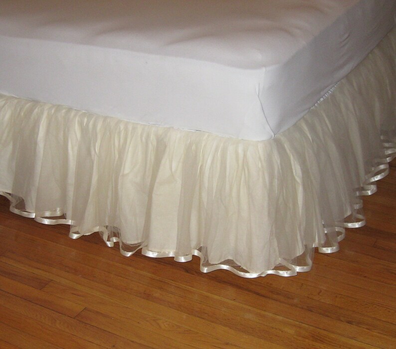 Queen Tulle Bed Skirt With Satin Ribbon Chose Your Color and Etsy