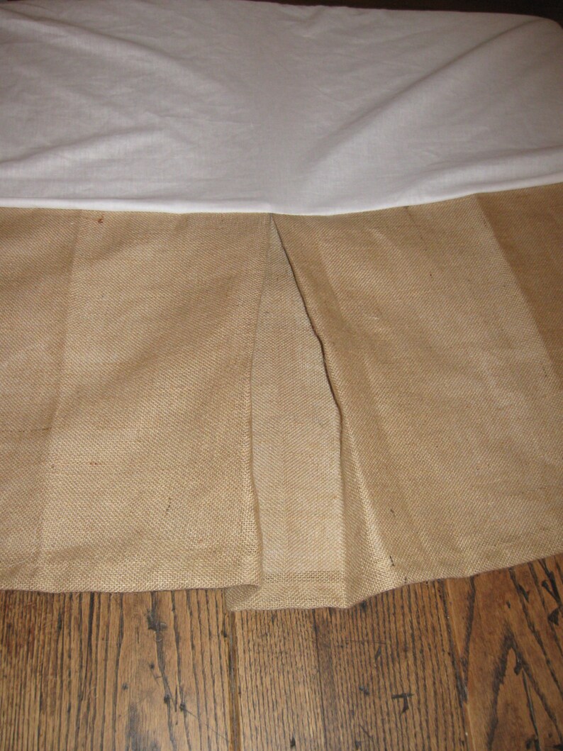 TWIN Size NATURAL BURLAP Bed Skirt With Kick Pleat on Each Etsy