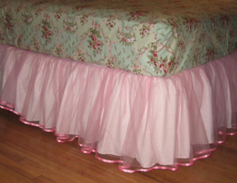 QUEEN Tulle Bed Skirt Choose Your Color 18 Inches to 20 Etsy