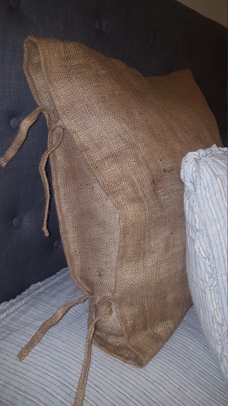 TWO BURLAP Euro Shams With Ties Etsy