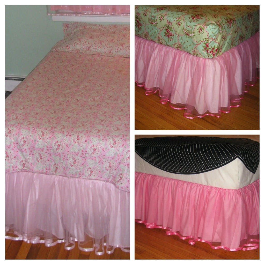 Queen Tulle Bed Skirt With Satin Ribbon Chose Your Color and Etsy Canada