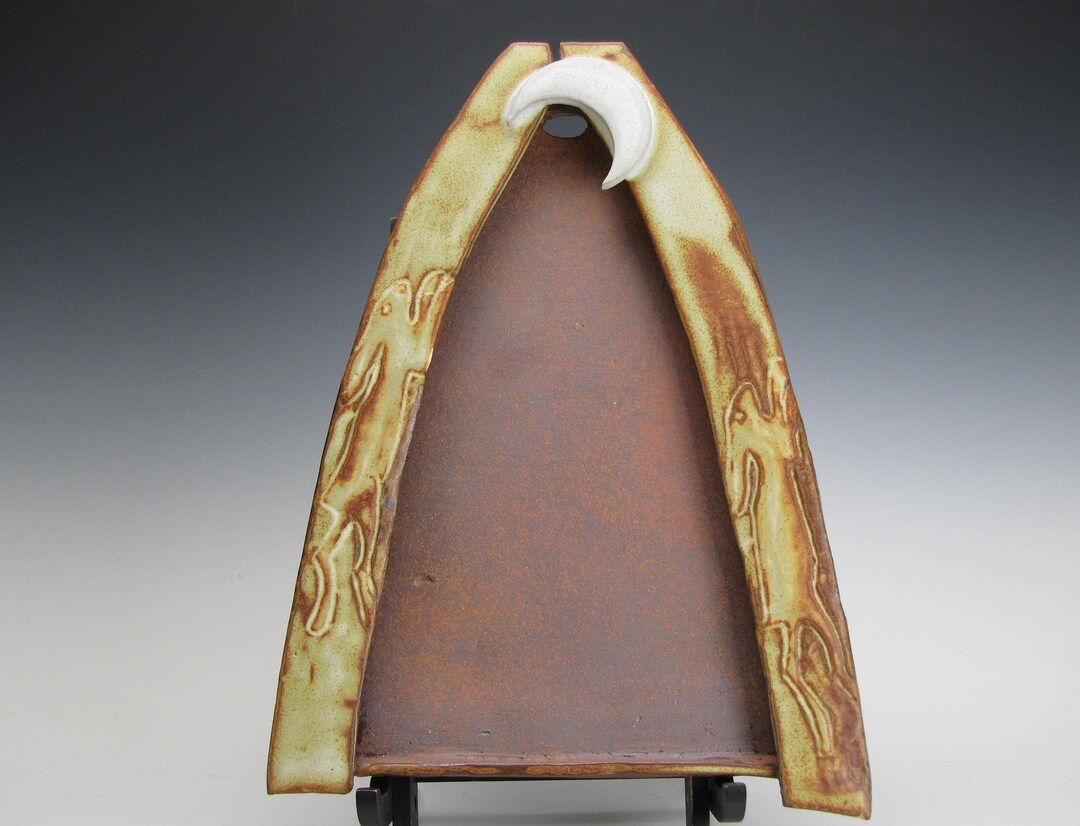 Moon Rabbit Red Clay Wall Shrine - Etsy