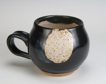 Wheel thrown Black and White, Speckle, Bubble Cup Made from Stoneware, Pottery Mug,