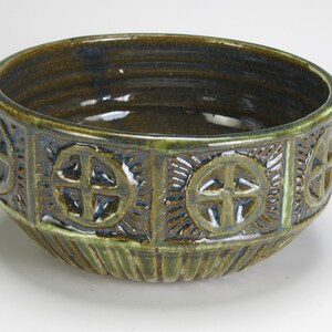 Bowl Carved Green Ceramic Bowl Carved Stoneware Bowl Pottery Thrown Carved Bowl Wedding Gift House Warming One of a Kind Pottery Bowl