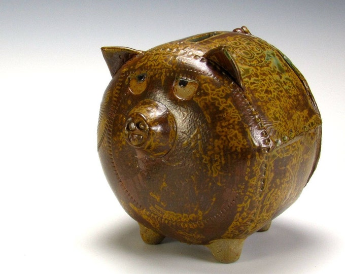 Gear Impressed Piggy Bank With Stopper Ceramic Piggy Bank Etsy
