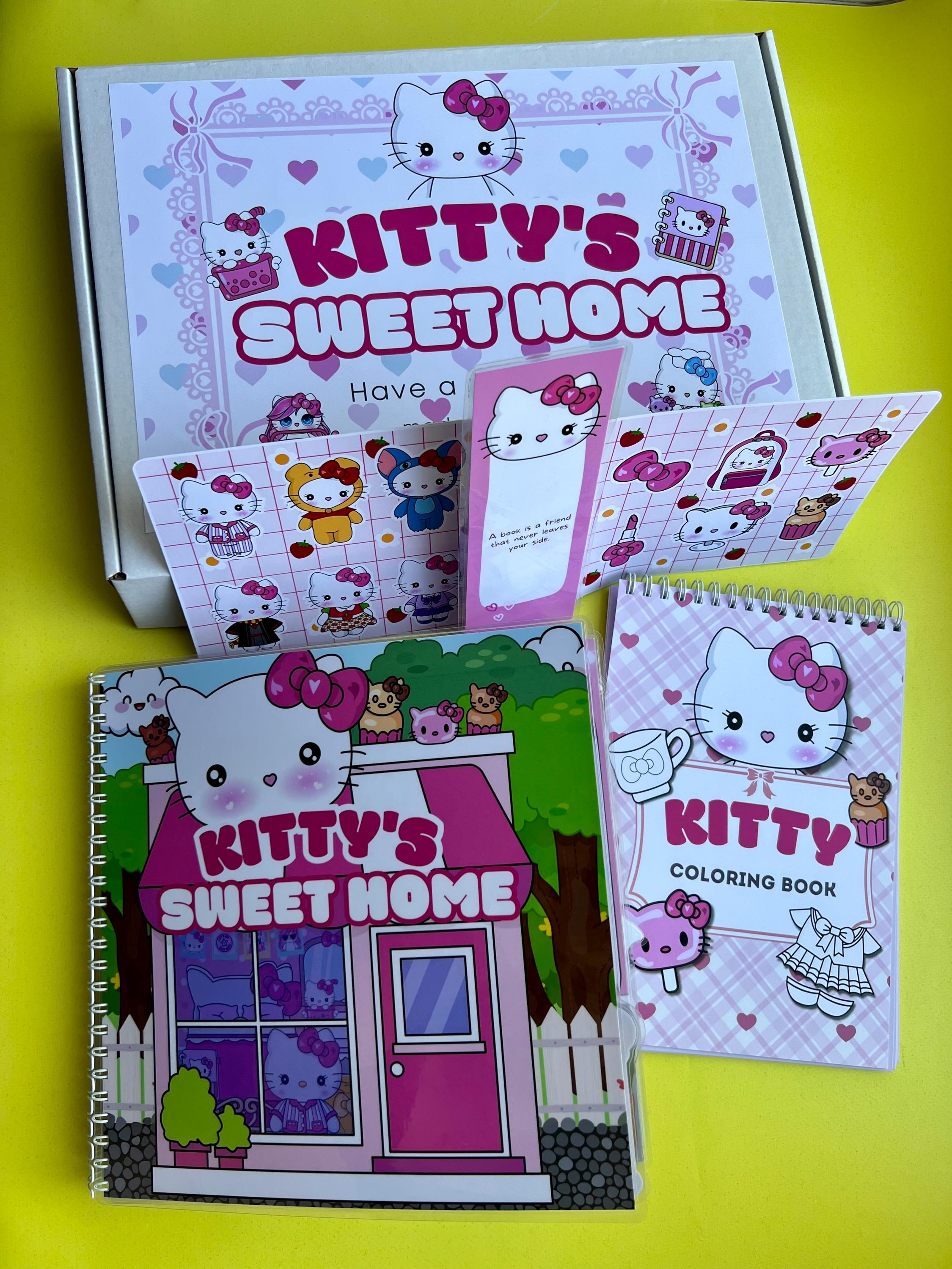 El dulce hogar de Kitty: Libro para colorear y pegatinas