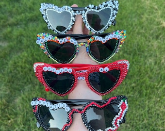Custom Concert Sunglasses – Handcrafted for Adults and Kids with Rhinestones and Beads