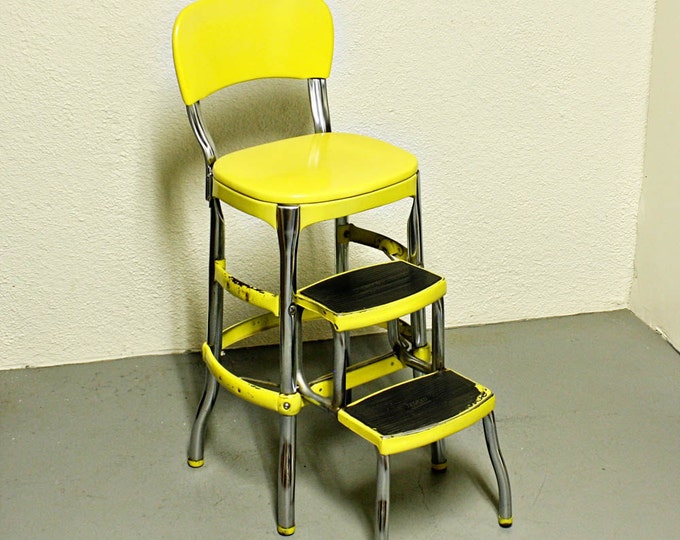 Vintage Cosco Stool Step Stool Kitchen Stool Chair Foldout Steps Pull