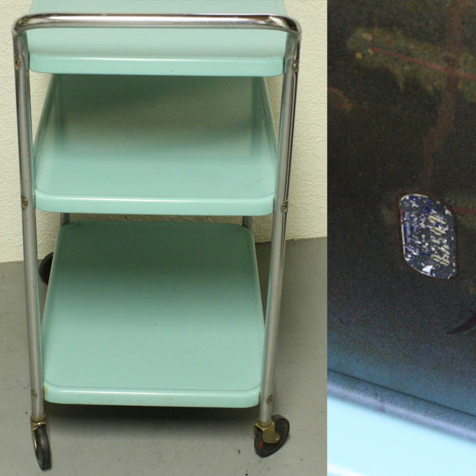 Vintage metal cart serving cart kitchen cart Cosco Etsy