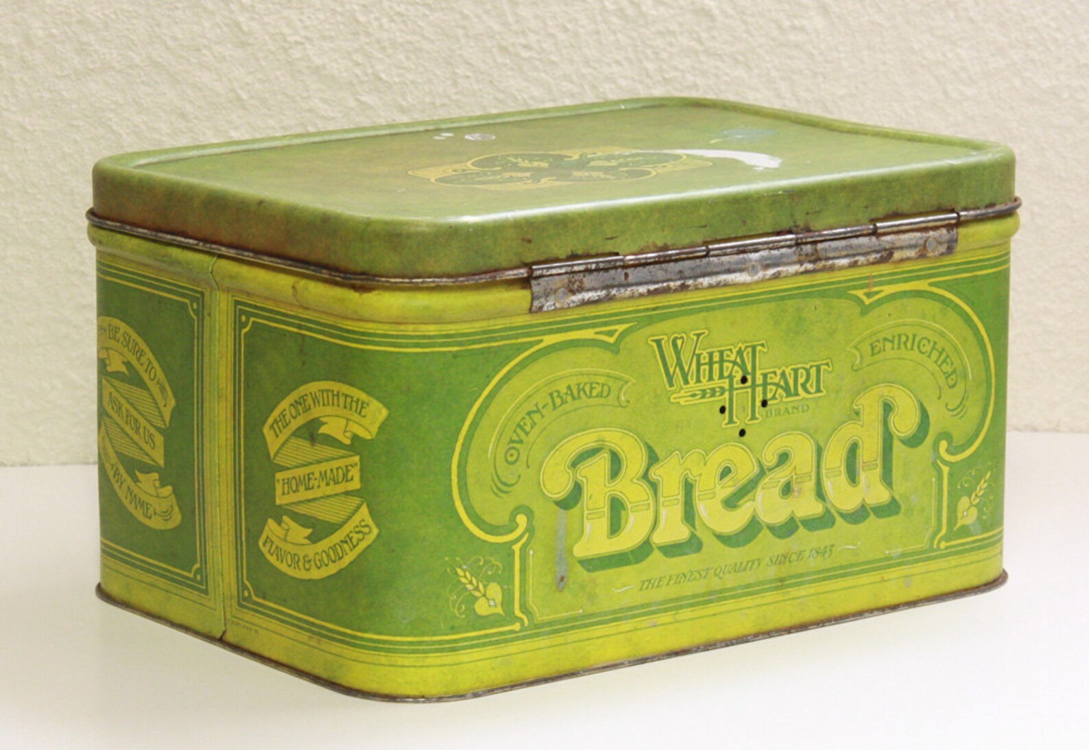 Vintage bread box bread tin WheatHeart green metal Etsy
