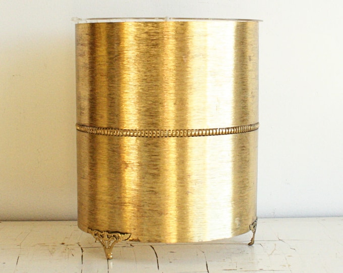Vintage Trash Can Metal Gold Bathroom Decor Bathroom Etsy