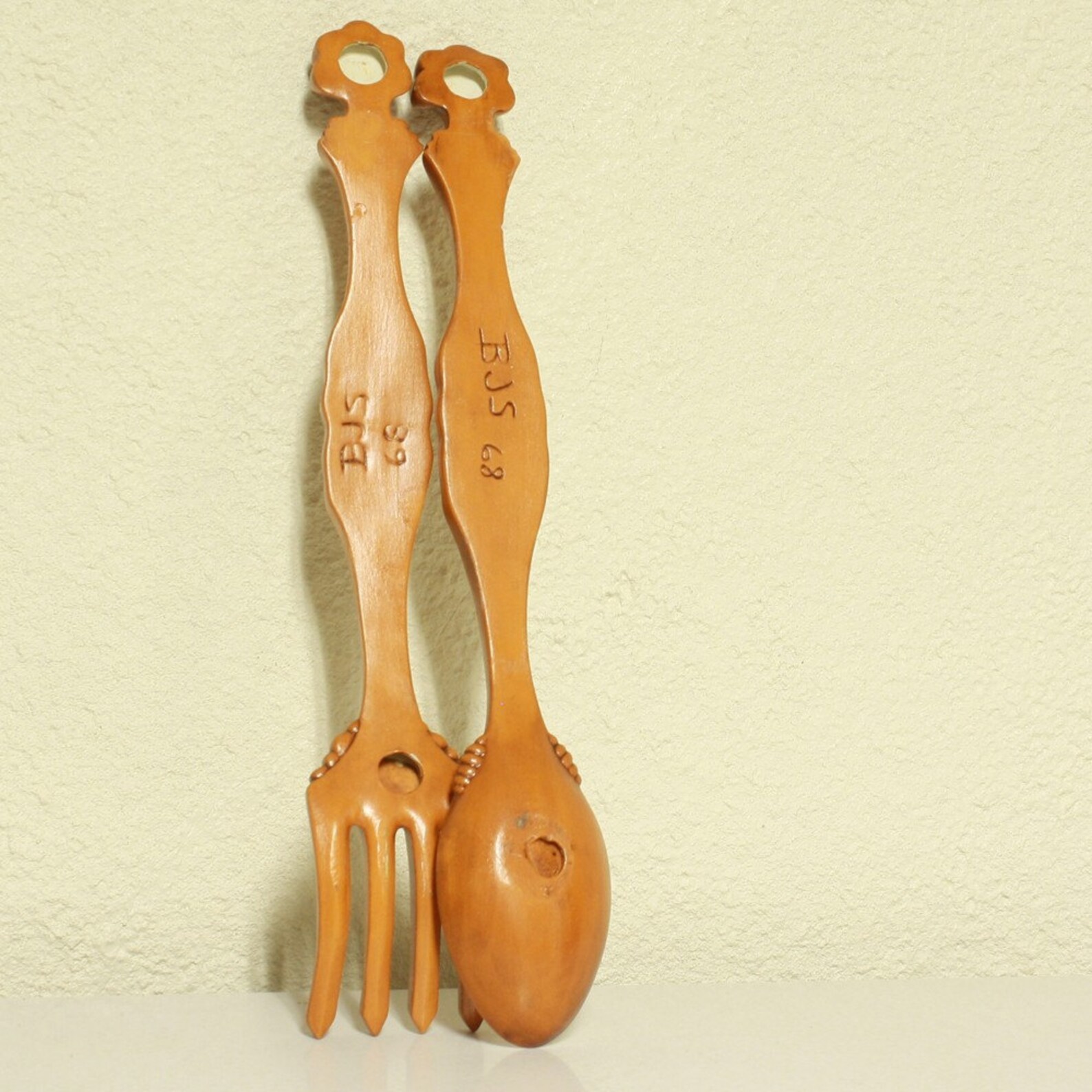 Vintage wall decor fork and spoon pottery set Etsy