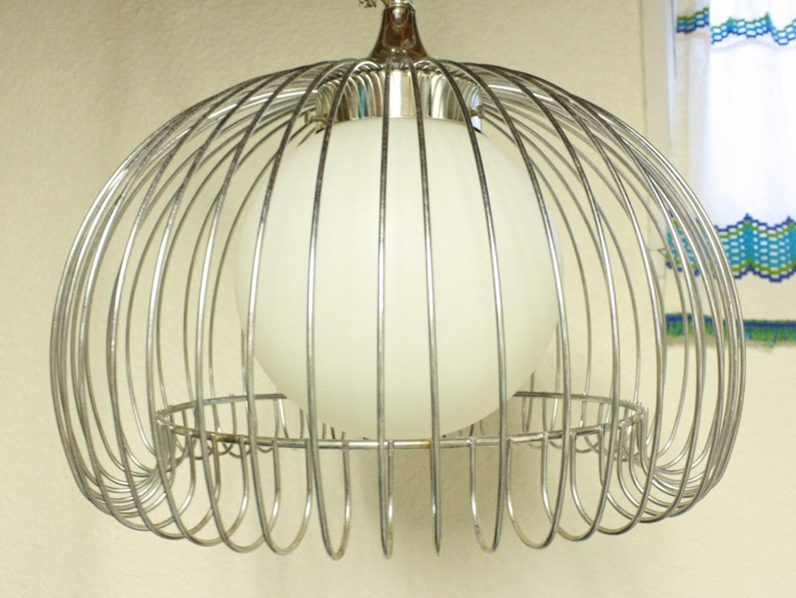 Vintage hanging light hanging lamp metal cage glass Etsy