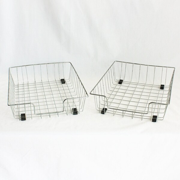 Vintage wire metal basket - in out basket - file tray - desk basket - paper tray basket - set of 2