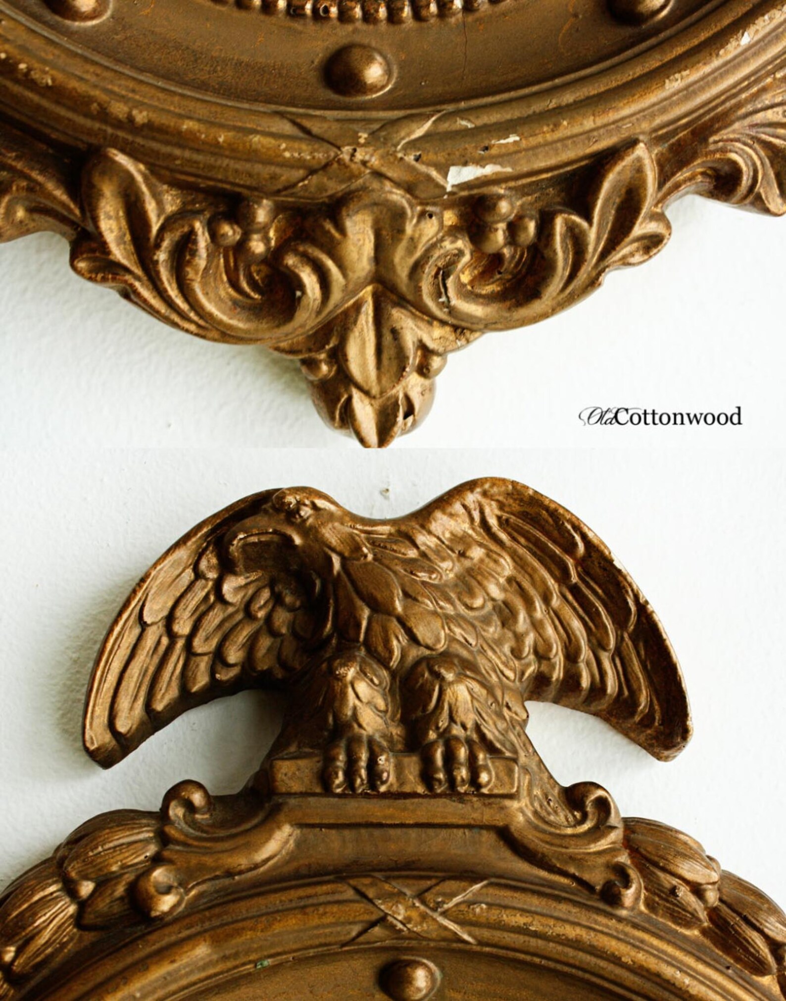 Vintage mirror wall mirror Federal Eagle convex round Etsy