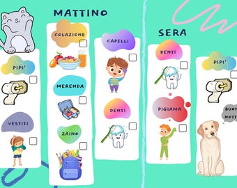 Tabella Rutina Bambino / Planificador Giornaliero Mattina & Sera / PDF Stampabile / TDAH