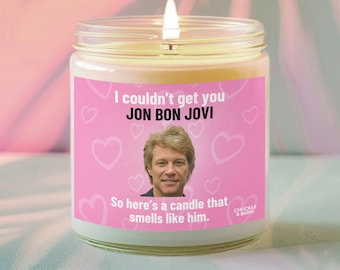 Vidro de 9 oz com cheiro de vela do Jon Bon Jovi | Presente para fãs do Jon Bon Jovi, presentes para melhores amigos, vela inspirada no fandom - ENVIO RÁPIDO!