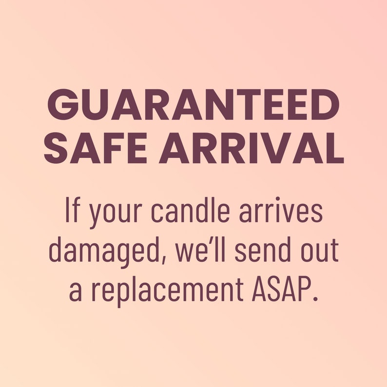 a pink background with the words, if your candle arrives damaged, we'll