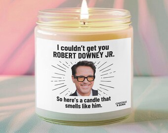9oz Glass Smells like Robert Downey Jr. Candle | Robert Downey Jr. Fan Gift, Best Friend Gifts, Fandom Inspired Candle - FAST SHIPPING!