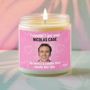 9oz Glass Smells like Nicolas Cage Candle | Nicolas Cage Fan Gift, Best Friend Gifts, Fandom Inspired Candle - FAST SHIPPING!