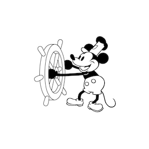 Sticker vinyle Mickey Mouse - Sticker Willie bateau à vapeur - Stickers voiture et camion - Stickers dessin animé - Sticker voiture animation