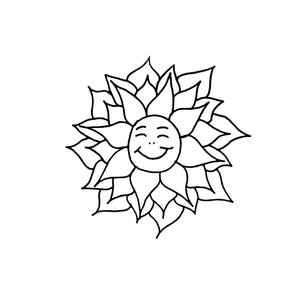 Sticker lachende zon - stickers boho - astrologie stickers - zon en maan stickers - stickers en stickers - bloemenstickers