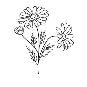 Decalque de buquê de flores - Decalques Boho - Decalques da natureza - Decalques de flores selvagens - Adesivos e decalques de flores - Adesivos de folhas