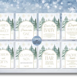 Bewerkbare Baby It's Cold Outside babyshowerbordbundel, Winter Wonderland babyshowerdecoraties, tafelborden 8 x 10. Canvas