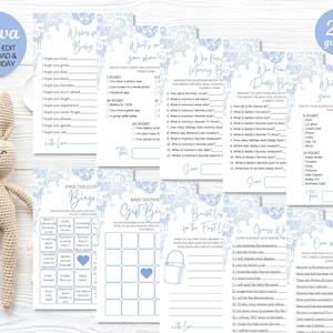 Safari Toile De Jouy Baby Shower Game Bundle. 20 jogos de chá de bebê. Download instantâneo. Canva
