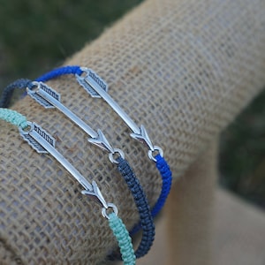 Arrow Macrame Bracelet, Handmade by Artefacet, Silver Arrow Charm Bracelet