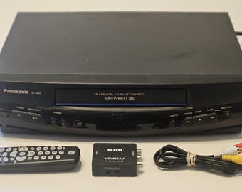 Panasonic PV-8450 Blueline 4-Head Hi-Fi Stereo VCR Video Cassette Recorder  w/ Hdmi Adapter