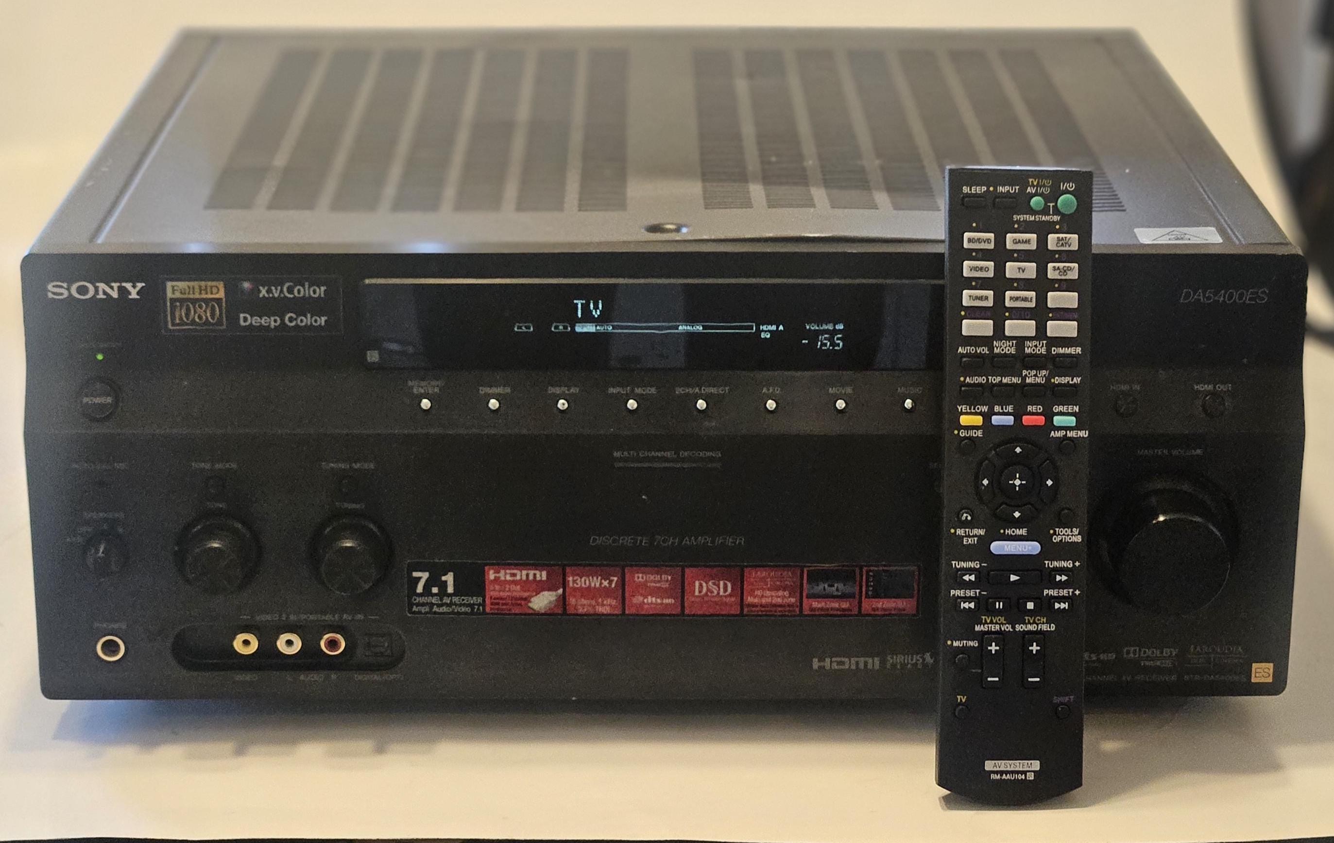 Sony STR DA5400ES AV Receiver 7 1 Channel 840 Watt Etsy