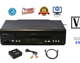 Magnavox MRV440 VHS Player/Recorder w/ HDMI converter -  Premium Bundle