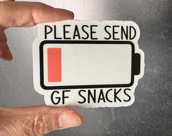 Calcomanía de snacks sin gluten, pegatina sin gluten, regalo divertido para celíacos, humor sin gluten, pegatina de intolerancia al gluten, vida sin gluten