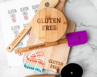 Gluten Free Labeled Glass Containers with Bamboo Lids, Celiac Kitchen, Gluten Free Kitchen, Celiac College, GF Label, GF Celiac Container