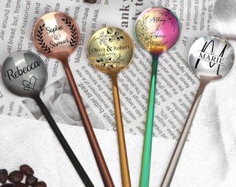 Custom Coffee Spoon with Name,Engraved Stainless Steel Spoon,Wedding Favor Gift,Couple Anniversary Gift,Bridesmaid Gift,Coffee Lover Gift