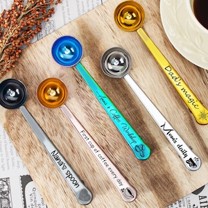 Personalized Coffee Scoop Clip: Stainless Steel Coffee Measuring Spoon