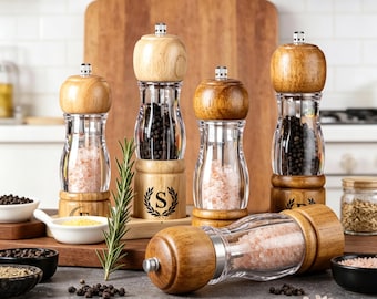 Personalized Wooden Salt & Pepper Grinder: Engraved Spice Mill