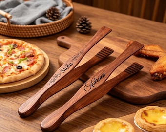 Personalized Wooden Food Tongs,Wooden Tongs,Kitchen Tongs,Rustic Cooking Gift,Salad Tongs,Salad Servers,Housewarming Gift,BBQ Salad Tongs