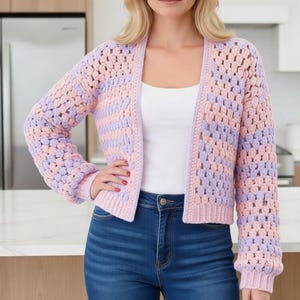 Crochet pattern- Eloise Crochet Cardigan pattern PDF- Women crochet gift handmade -  3 panels Crochet pullover- Easy Granny sweater-XS-3XL