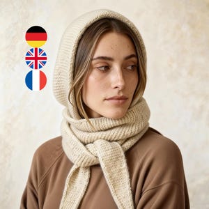 Sophie Hood Strickanleitung - DIY Kapuzenschal PDF Einfache Strickanleitung kraus rechts Schal Winter Accessoire Sofort Download