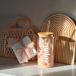 Personalized Iced Coffee Cup - Glass Can Soda Cup with Lid and Straw - Bridesmaid Gift Idea - Custom Proposal Gifts - Personalised Tumbler