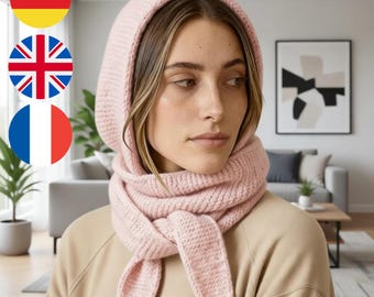 Sophie Hood Knitting Instructions - DIY Hooded Scarf PDF Easy Garter Stitch Knitting Pattern Shawl Winter Accessory Instant Download