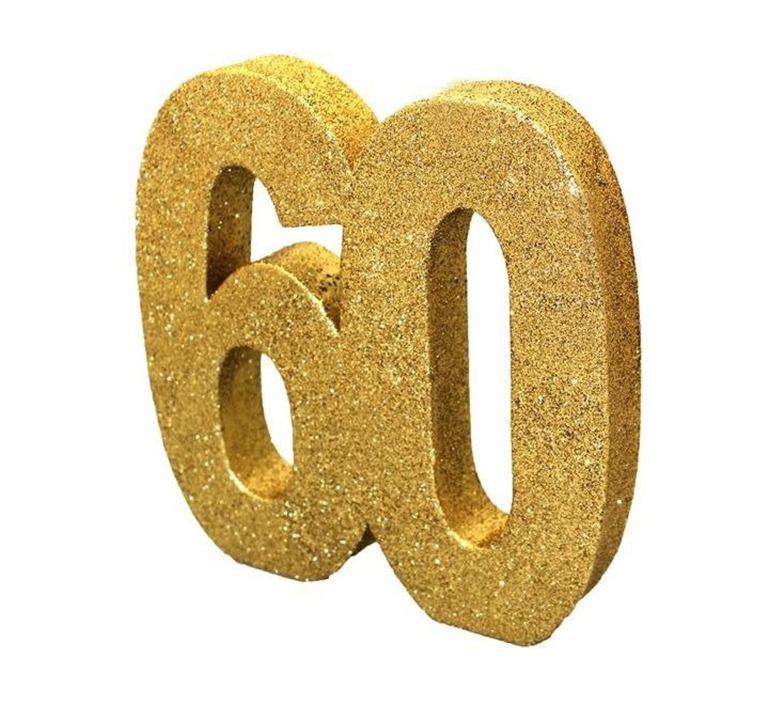 Gold Glitter 60th Birthday Party Table Decoration, Gold 60 Glitter ...