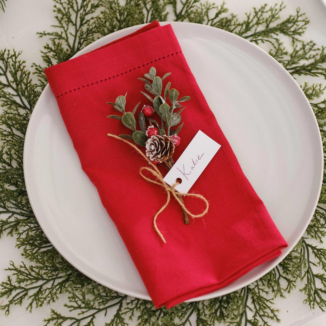 6 Red Berry Christmas Dinner Place Card Holders, Christmas Place Cards ...