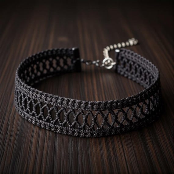 Chained Lace Choker Crochet Pattern PDF | Gothic Crochet Necklace | Beginner Lace Jewelry Pattern