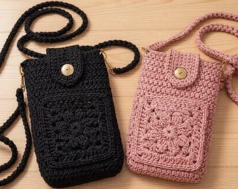 Crochet Phone Bag with Pocket Pattern – Phone Pouch PDF  Granny Stitch Phone Case  Instant Digital Download